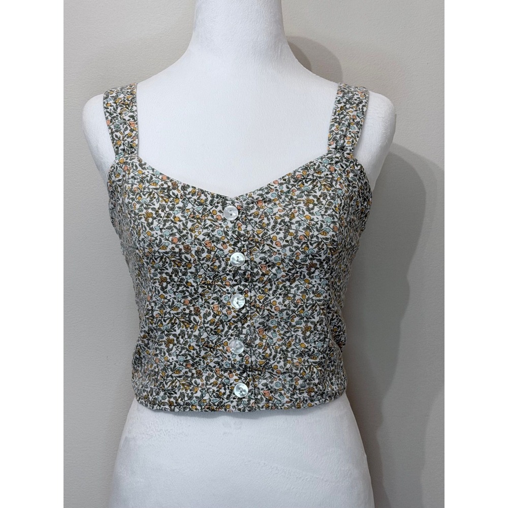 Abercrombie & Fitch Cute floral button front crop top with smocked back - Size S